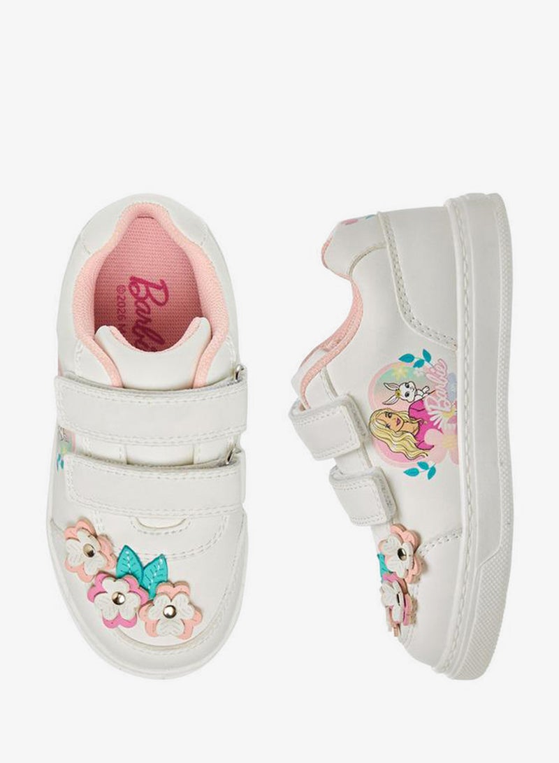 Barbie Girls Floral Accent Hook And Loop Sneakers - Image 1
